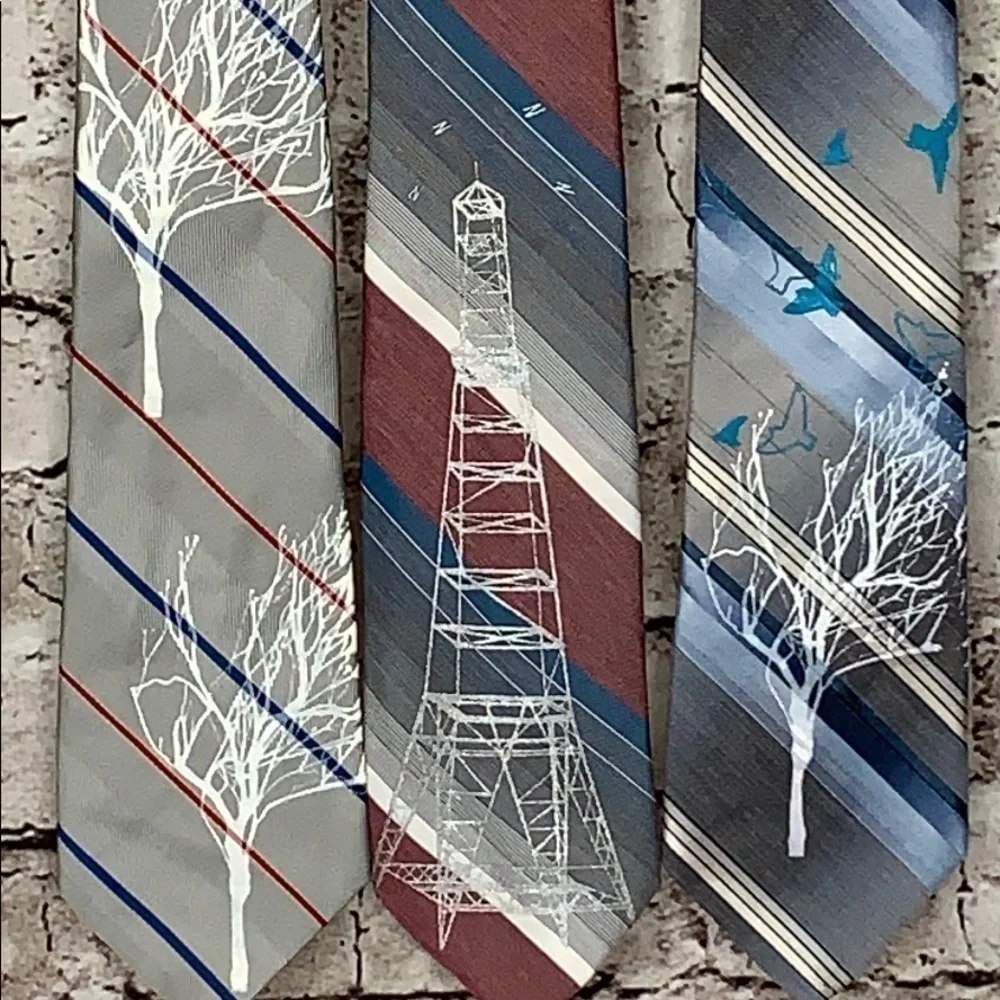 3 vintage upcycled striped ties